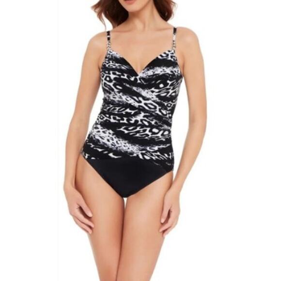 MAGICSUIT Women's Louise One-Piece Swimsuit Size 12 Black White Skin Deep NWT - Picture 1 of 10